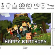 Authorized 1PC Popular Pixel Block Game Theme Birthday Party Decoration Backdrop (82.7x59.1/59.1x39.4/39.4x29.5 Inch), Suitable For Boys Girls Birthday Party Backdrop, Game Fan Theme Party, Children Newborn Cake Table Party Wall Decoration Banner, Outdoor Indoor Photography Photo Background Props - Multicolor - View 16