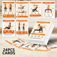 24Pcs Dumbbell Workout Exercise Flash Cards, Home Full Body Strength Training Instruction Guide Cards, Beginner & Intermediate Fitness Posture Reference Cards For Women, Indoor Gym Daily Workout Supplies - H2607121 - View 9