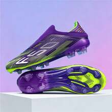 New Seamless Men's Soccer Shoes, School Recommended For Match And Training, Low-Top, Durable And Anti-Slip, Unisex Adult - Purple - View 1