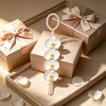 1pc Butterfly Orchid Pearl Bouquet Bridal Handheld Flower, Suitable For Party Favors, Pearl Hand Flower, Also For Indoor And Outdoor Photography Props, Confession, Proposal Gift, Wedding Souvenir - White - View 6