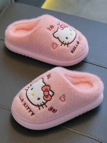 Hello Kitty Autumn/Winter Children's Indoor Slippers, Girls' Fashion Cartoon Cute Pattern Comfortable Warm Floor Slippers - Pink - View 2