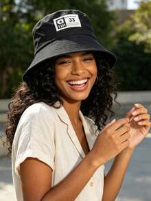 Unisex 33 Bucket Hat With Fabric Label, Windproof, Sun Protection, UV Protection, 3D Design, Foldable, Fashionable, Versatile, Elegant, Soft And Comfortable, Breathable, Multi-Functional, Flattering, Face-Slimming, Suitable For Beach, Outing, Hiking, Cycling, Travel, Commuting, Outdoor, Street, Dating, Trekking And Various Occasions - Multicolor - View 4