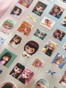Doll Nail Art Stickers Vintage Aesthetic Niche Personalized Cartoon DIY Nail Decoration Decals - Multicolor - View 3