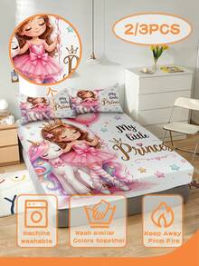 Set Sprei Putri Balet Unicorn Kartun 2/3 pcs, Lembut dan Bernapas, Cocok untuk Semua Musim, Ukuran Twin/Full/Queen, 100% Poliester, Dapat Dicuci dengan Mesin - MultiWarna - View 4