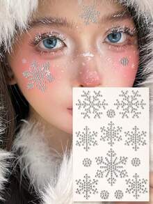 3D Realistic Multi-Particle Pentagram Butterfly Hexagon Snowflake Shiny Rhinestone Face Stickers For Women, Y2K Holiday Party Daily Makeup DIY Music Festival Ball Face Decor - Multicolor - View 14
