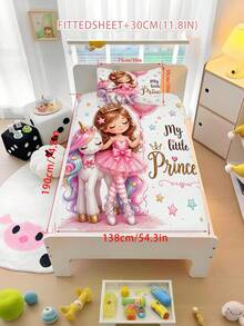 Set Sprei Putri Balet Unicorn Kartun 2/3 pcs, Lembut dan Bernapas, Cocok untuk Semua Musim, Ukuran Twin/Full/Queen, 100% Poliester, Dapat Dicuci dengan Mesin - MultiWarna - View 15