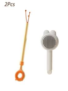 3-In-1 Cat Grooming Tool, Thickened Telescopic Design, With Double-Sided Massage/Scratching Stick And Interactive Cat Teaser, Suitable For Indoor Cats, Gently Removes Loose Fur - Multicolor - View 16