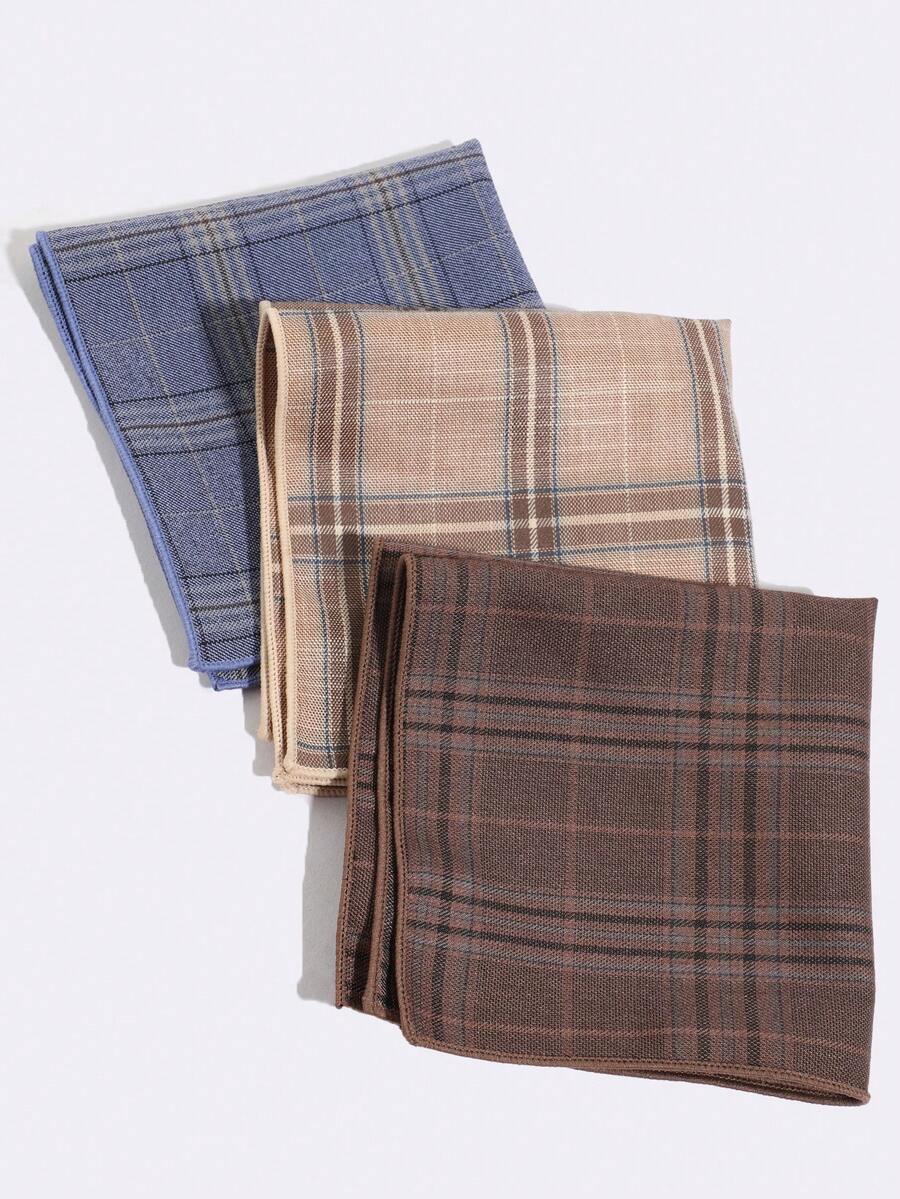 1pc Vintage Plaid Pocket Square, Men's Suit Pocket Decor Accessory - Multicolor - View 1