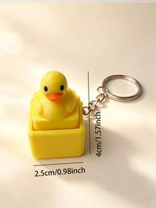 1pc Cute Little Yellow Duck Keychain, Animal Key Ring, Fashion Bag Charm Keychain, Ideal Gift For Women's Daily Use - Multicolor - View 2