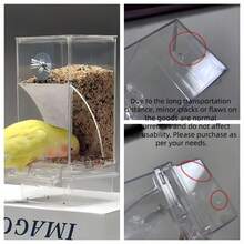 NUOCHEN 防亂食鳥籠餵食器 自動鸚鵡種子餵食器 附棲木 壓克力透明種子食物容器籠配件 適用小型與中型鸚鵡、愛情鳥 - 1set - 查看 3