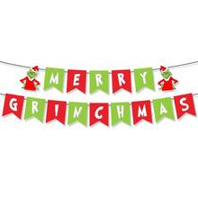 The Grinch لافتة زينة حفلة عيد الميلاد MERRY GRINCHMAS علم معلق - متعدد الألوان - مشاهدة 3