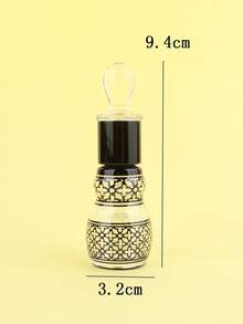 4pcs 12ml High-End Electroplated Black Floral Embossed Glass Essential Oil Bottles With Dropper, Gourd-Shaped Travel Sample Refillable Empty Bottles - Multicolor - View 4