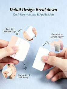Wide Flat One‑Shape Silicone Foundation Brush, Portable Standing Silicone Mask Spatula With Protective Lid, Reusable Skin‑Friendly Silicone Makeup Scraper, Won't Waste Product For Foundation Mask Mud Application, Multi‑Purpose Facial Beauty - Multicolor - View 2