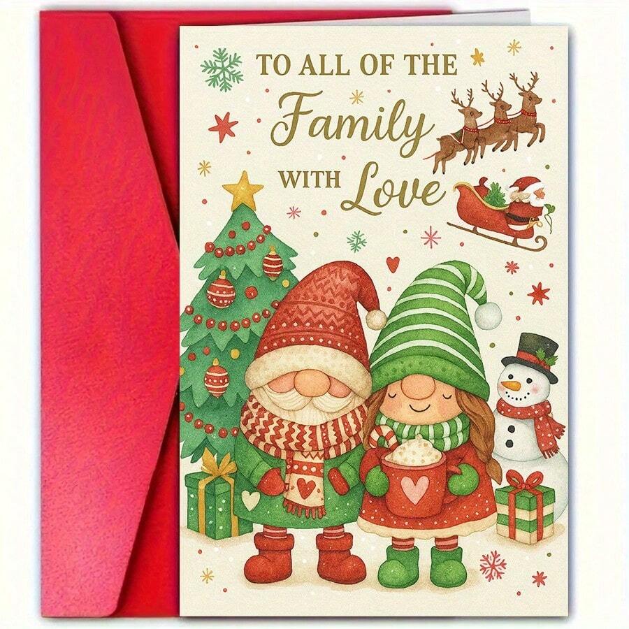 With Envelope - Family Theme Christmas Card, Perfect For Holiday Greetings, Ideal Gift For Loved Ones (Christmas Card, Christmas) - Suitable For Special Occasions BZUU - Sets - View 1