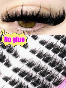120PCS Adhesive Free Transparent Stem Eyelash Cluster, Pointed Tail False Eyelashes, Segmented Eyelashes, No Need For Glue, Suitable For Beginners To Wear - D - View 2
