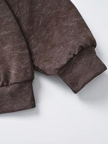 Rose Print Crew Neck Long Sleeve Sweatshirt, Casual Fashion, Suitable For Girls Autumn/Winter Wear - Brown - View 5