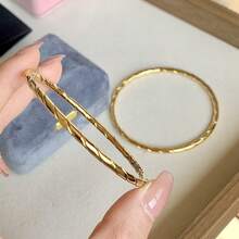 1 buah Gelang Kepang Lilit Minimalis Desain Unik untuk Wanita, Gelang Premium Anti Pudar - Emas - View 3