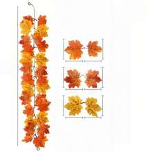 2 Packs 100cm/39.37in Maple Leaf Garland, Autumn Leaf Garland, Realistic Autumn Leaf Garland, Realistic Autumn Leaf Hanging Vine, For Indoor And Outdoor Home Wedding Ceremony Decoration, Bedroom, Living Room, Bathroom Wall Hanging Decor - Multicolor - View 12