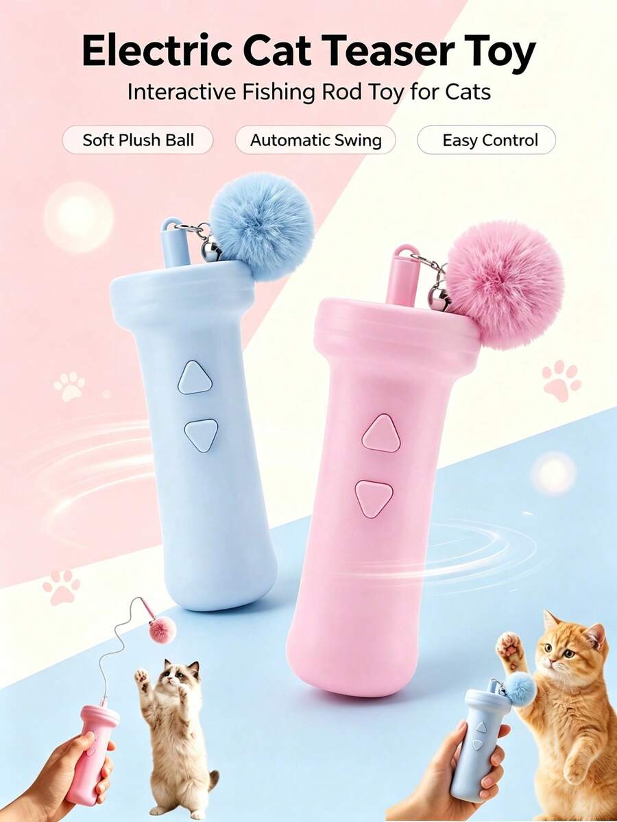 Electric Telescopic Cat Teaser Toy With Automatic Retractable String, Interactive Cat Toy, Automatic Retractable Cat Fishing Rod, Pet Toy - View 1