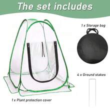 Clear PVC Pop-Up Mini Greenhouse Portable Foldable Garden Plant Cover, Outdoor Small Plant Protection Tent With Zipper Opening For Frost Guard (34" X 25") - Mini Greenhouse Cover - View 6