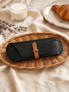 French Cream Style Soft Leather Eyeglass Case For Women, Portable Anti-Scratch Litchi Grain Fashion Glasses Storage Bag - Multicolor - View 10