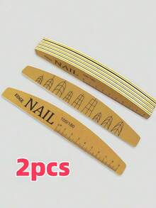 2pcs 100/180 Grit Professional Double-Sided Sandpaper Nail Files, Suitable For Acrylic Nails And Natural Nails, Washable And Durable, With Ruler And Nail Shape Templates, Manicure Tools Nail Care Supplies - Multicolor - View 9