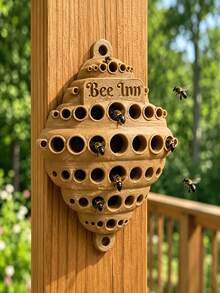 3D Printed Bee House Wall-Mounted Outdoor Suitable For Bees & Butterflies - Plastic Honeycomb Insect Habitat With Multi-Chamber Nest Box & Insect Tubes, Compact Suitable For Gardens, Balconies, Rooftops, Small Space Pollinator Shelter - Multicolor - View 2