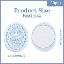 20入 3D 浮雕花卉圖案自黏式蠟封貼紙，適用於禮物、婚禮邀請函、信封封口－淺藍色 - 花-淺藍 - 查看 7