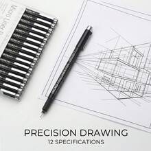Fine Liner Pens - 4/6/12/18/21 Pack Multi-Function Black Fine Tip Pens With 21 Tip Sizes To Choose From, Ultra-Fine Needle Tip Pen Set, Suitable For Detailed Drawing, Sketching And Writing - Perfect Choice For Artists And Hobbyists, Architectural Drafting And Woodworking Marking Pens - Multi-purpose Marker - View 7