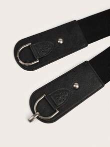 2pcs Women's Solid Color Casual Party Sexy Street Elegant Western Style Buckle Elastic Waist Belt, Versatile For Jeans, Leather Skirts, Waist-Cinched, All-Season - Multicolor - View 6