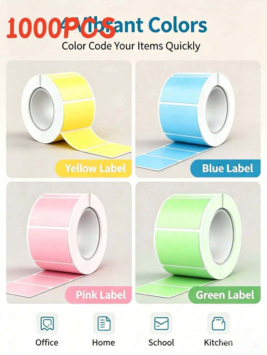 100pcs Colorful Blank Color-Coded Label Stickers Set, 40*30mm Rectangular Strong Adhesive Writable Marking Labels, Suitable For Back To School, Office, Storage Room Jars And File Organization