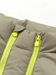 Balabala Stand‑Collar Kids Down Vest Lightweight Warm Sleeveless Outerwear Autumn Winter - Olive Green - View 6
