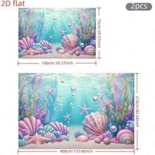 1pc 2D Polyester Underwater World Backdrop, Shell And Starfish Decoration, Suitable For Indoor And Outdoor Ocean Theme Party, Summer Gathering, Photo Booth, Wall Decor, Home Decor, Event Backdrop, Multiple Sizes Available - Multicolor - View 11