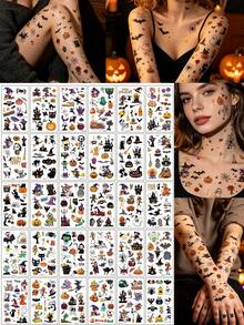 30pcs Fun Halloween Tattoo Stickers, Containing A Lot Of Halloween Elements And More. Suitable For Parties With Both Men And Women, Including Arms, Necks, Collarbones, Calves, And Other Areas, This Halloween Gift Is Waterproof And Long-Lasting - Multicolor - View 7