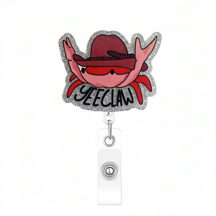 TONAVIETO 1pc Crab With Hat Badge Reel Retractable Badge Holder Clip With Swivel Alligator Clip For Nurses, Teachers, And Office Staff - Crab With Hat - View 1