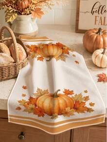 2PCS Kitchen Towels HAPPY FALL Autumn Pumpkin Print 40*60cm Minimalist Style Rectangular Microfiber Kitchen Towels, Dish Cloths, Tablecloths, Hand Towels, Bathroom Kitchen Decor, Home Decor, Housewarming Gift For Neighbors, Perfect For Kitchen And Bathroom Use, Suitable For Housewives And Family Gatherings, High Cost-Performance, Essential Home Item - Orange - View 6