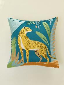 LCUHPCL 1pc Vintage Jungle Cheetah Embroidery Velvet Cushion Cover, Decorative Animal Pattern Throw Pillow Case For Sofa Bedroom Home Decor, No Pillow Insert - Multicolor - View 10