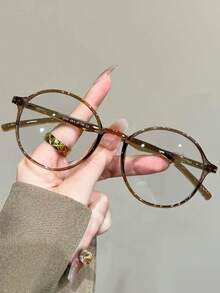 1 Pair Fashionable Personalized Vintage Colorblock Round Frame Non-Prescription Glasses - Multicolor - View 3