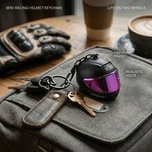 3Pcs Motorcycle Helmet Keychain Pendant (Includes Spare Cat-Shaped Ring And Fixing Clip) Creative Motorcycle Bag Charm, Colorful Lens Mini Safety Helmet Car Key Chain, Digital Backpack Pendant, Personalized Metal Buckle Men's Gift Accessory, Riding Peripheral Portable Decoration, Helmet Ornament Set, Tail Box Pendant Couple Key Ring, High-End Quality Alloy Keychain, Birthday Holiday Party Gift - Black - View 7