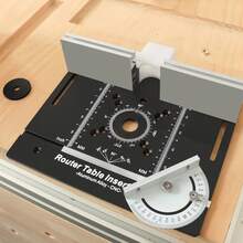 Aluminum Alloy Router Table Insert Plate With Miter Gauge And Flip-Top For Woodworking Workbench; Suitable For Grooving And Profiling; Black, With Millimeter And Inch Scales. - A - View 4