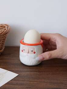 1pc Christmas Santa Claus Ceramic Egg Cup, Snowman Ceramic Egg Cup, Creative Exquisite Hand-Painted Egg Cup, Practical, Suitable For Restaurant Kitchen Egg Tableware, Dining Table Coffee Table Decoration Ornament, Tableware, Christmas Holiday Decoration - Multicolor - View 13
