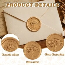 20入 3D 浮雕花束圖案自黏式蠟封貼紙，適用於禮物、婚禮邀請函、信封封口 - 棕色 - 花束-棕色 - 查看 6