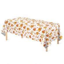 3 Pieces1-Piece Autumn Thanksgiving Tablecloth Disposable Autumn Leaves Tablecloth 54"X108" Pumpkin Rectangular Tablecloth Thanksgiving Party Decoration For Dining Table And Kitchen - Multicolor - View 9