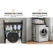 3-Tier Over The Washing Machine Storage Rack – Iron Laundry Organizer Shelf, Space Saving Bathroom Storage Stand, Heavy Duty Utility Rack, Black / White - White - View 5