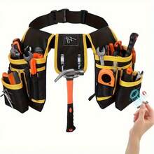 1pc Tool Belt, Oxford Cloth Tool Waist Bag, Multifunctional Electrician Tool Pouch, Detachable Tool Bag, Ideal For Carpenters, Electricians, Woodworkers & Construction Workers, Gift For Dad - Yellow Belt - View 7