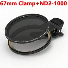 KnightX 37 52 58 67mm Phone Mount Clip ND2-1000 ND2-400 ND400 ND Filter Clip, Compatible With All Smartphones, Ultra-Thin 10-Stop Fixed Neutral Density, Suitable For Long Exposure, Variable - Clamp - View 8