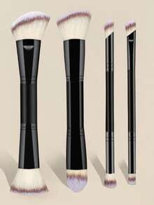 BAILIFOREVER 2/4-Piece Professional Double-Ended Makeup Brush Set - Soft Synthetic Bristles & Portable Travel Kit (Foundation, Contour, Blush, Powder, Eyeshadow, Concealer, Highlight & Blending Brushes) - The Perfect Gift For Women - Black - View 1