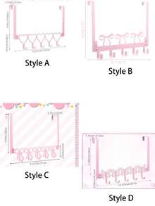 Pink Bow-Shaped Metal Hook, Door-Hanging Design, Elegant Bow Towel Hook Rack, Cute Room Decor, Suitable For Girls' Room, Cabinet, Living Room, Bathroom And Bedroom, Space-Saving And Multi-Functional Decoration - Multicolor - View 4
