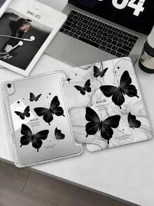 1pc Butterfly Letter Tablet Case Compatible With IPad Mini6/7/Air/Air2/9.7/10.2/10.5/10.9 (Air4-Air8)/Pro 11/10th Gen/A16/Pro 11 2024 Models, Double-Sided Painted Pattern Tablet Case With Transparent Acrylic Back Shell, Silk Texture 8-Fold Stand, Auto Sleep/Wake, Built-In Pencil Slot, Pencil Not Included, Some Models With Camera Frame - Multicolor - View 5