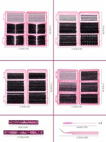 SEXYSHEEP 2502PCS Lash Cluters Kit, Lash Book, D Curl Lash Clusters, 60D 80D 100D, Lashes Wispy, DIY Lash Clusters Kit With Lash Bond And Seal, Remove, Brush , Tweezers, For Self At Home DIY Lash Extension Kit, Lash Lift, Fake Lashes, Lash Cluters Kit - Multicolor - View 3